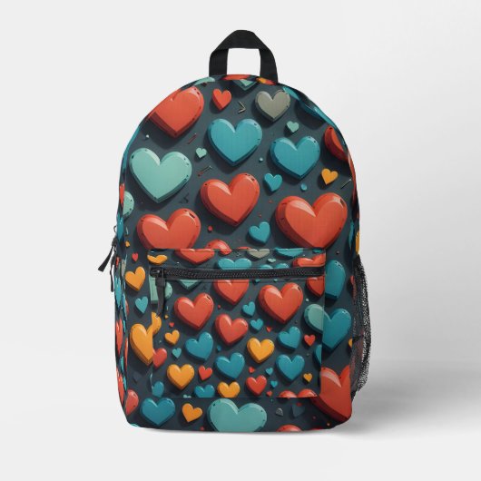 Kleurrijke harten, Valentijn kunst Bedrukte Rugzak (Voorkant)