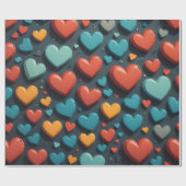 Kleurrijke harten, Valentijn kunst Cadeaupapier (Vlak)
