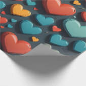 Kleurrijke harten, Valentijn kunst Cadeaupapier (Hoek)