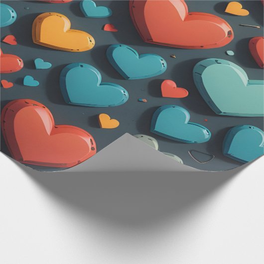 Kleurrijke harten, Valentijn kunst Cadeaupapier (Hoek)