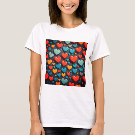 Kleurrijke harten, Valentijn kunst T-shirt (Voorkant)