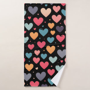 Kleurrijke harten valentijnsdag badhanddoek