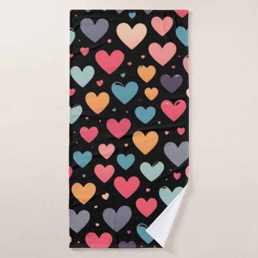 Kleurrijke harten valentijnsdag badhanddoek (Badhanddoek)