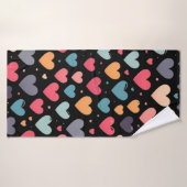 Kleurrijke harten valentijnsdag badhanddoek (Badhanddoek)