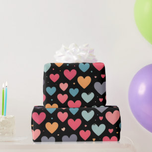 Kleurrijke harten valentijnsdag cadeaupapier