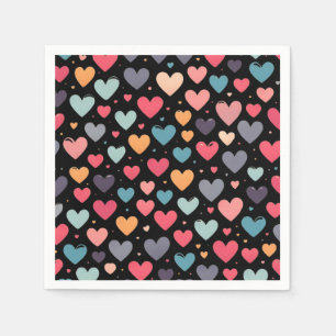 Kleurrijke harten valentijnsdag servet