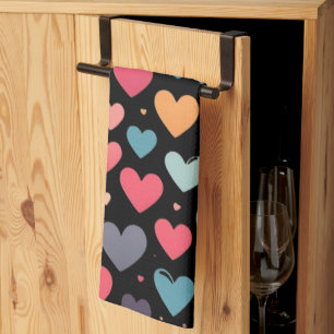 Kleurrijke harten valentijnsdag theedoek