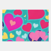 Kleurrijke Harten Verpakking Papier Platte Blad Se Inpakpapier Vel (Voorkant 3)