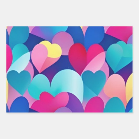 Kleurrijke Harten Verpakking Papier Platte Blad Se Inpakpapier Vel (Voorkant 2)