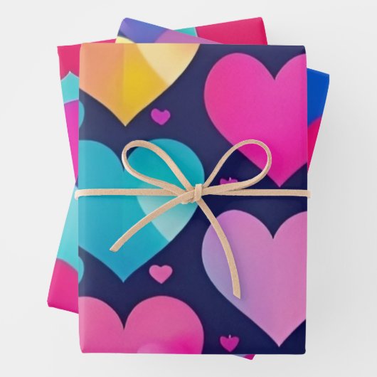 Kleurrijke Harten Verpakking Papier Platte Blad Se Inpakpapier Vel (In situ)