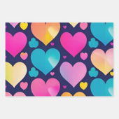 Kleurrijke Harten Verpakking Papier Platte Blad Se Inpakpapier Vel (Voorkant)