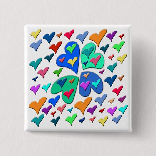 kleurrijke harten vierkante button 5,1 cm (Voorkant)