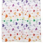 Kleurrijke Harten Wavy Patroon Badkamer Decor Douchegordijn (Voorkant)