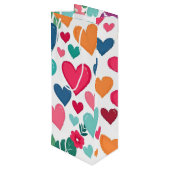 Kleurrijke harten wijn cadeautas (Achterkant Gekanteld)
