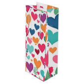 Kleurrijke harten wijn cadeautas (Voorkant Gekanteld)