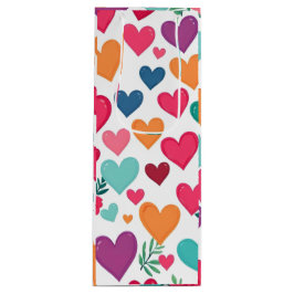 Kleurrijke harten wijn cadeautas