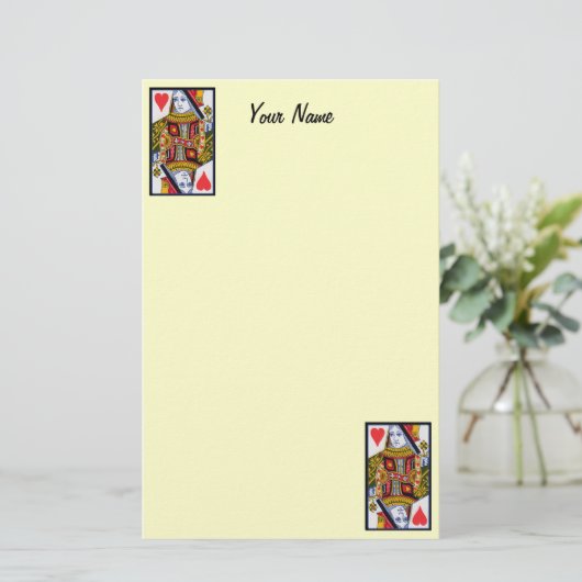  kleurrijke  hartenkoningin briefpapier (Staand voorkant)