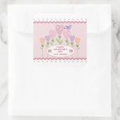 Kleurrijke Hartjes Bloemige Valentijn Vierkante Sticker (Tas)