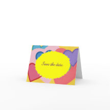 Kleurrijke Hartjes Gelaagde Save the date Kaarten