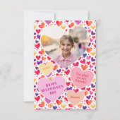 Kleurrijke Hartjes Klas Valentine Dag Foto Notitiekaartje (Voorkant)