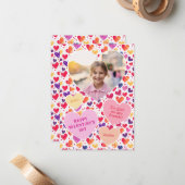 Kleurrijke Hartjes Klas Valentine Dag Foto Notitiekaartje (Voorkant / Achterkant in situ)
