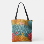 Kleurrijke Hartpatroon Canvas tas met Aangepaste N (Achterkant)