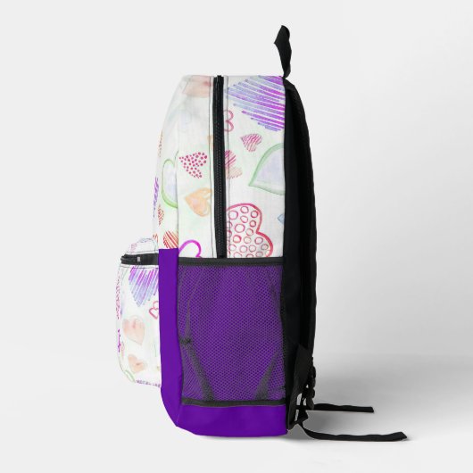 Kleurrijke hartpatroon en Initiaal Letter Monogram Bedrukte Rugzak (Rechts)