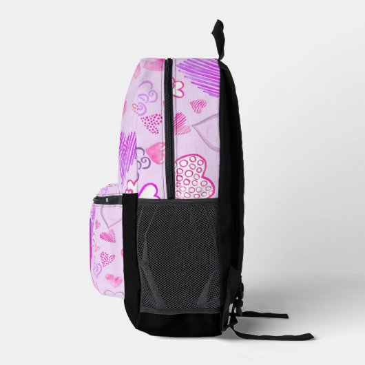 Kleurrijke hartpatroon Initiaal Letter Monogram Bedrukte Rugzak (Rechts)