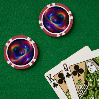 Kleurrijke hartsterrenstelsel krult poker chips
