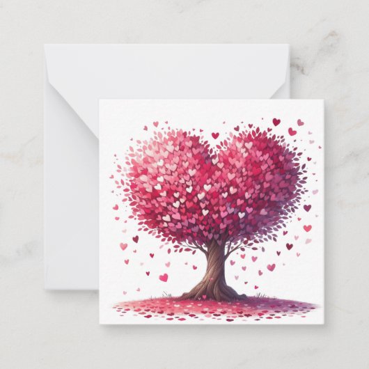 Kleurrijke Hartvormige Boom  Notitiekaartje (Voorkant)