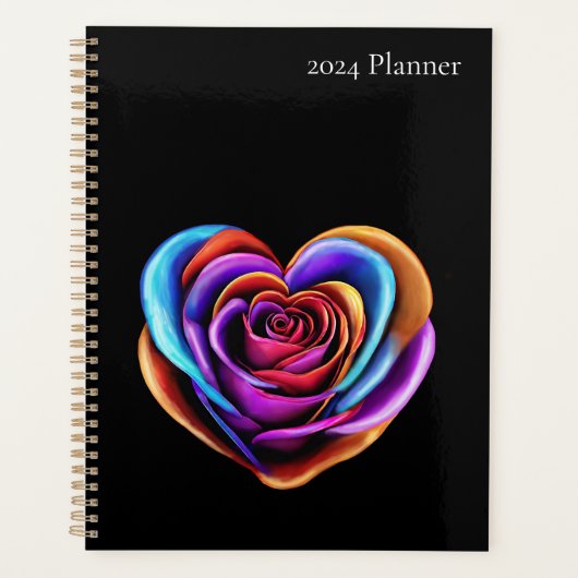 Kleurrijke hartvormige Roos- Planner (Voorkant)