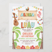 Kleurrijke Hawaïaanse Aloha Luau Verjaardagsuitnod Kaart (Voorkant)