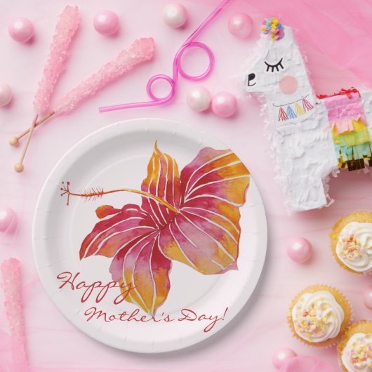 Kleurrijke Hawaïaanse Bloemen Moederdag Papier Bor Papieren Bordje (Feest)