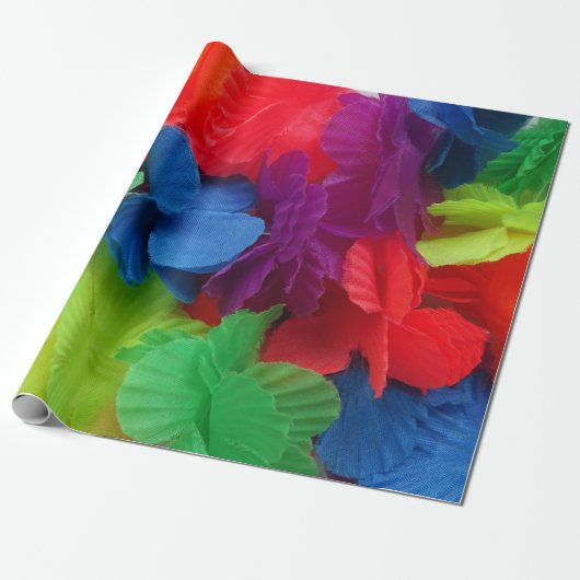 Kleurrijke Hawaïaanse Luau-feest Lei-krans bloemen Cadeaupapier (Uitgerold)