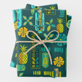 Kleurrijke Hawaïaanse Tiki en Vis Inpakpapier Vel (In situ)