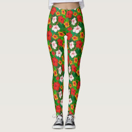 Kleurrijke Hawaïaanse Tropische Hibiscus Bloemvaka Leggings
