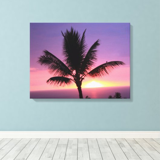 Kleurrijke Hawaïaanse Zonsondergang Canvas Print (Insitu (Houten vloer))