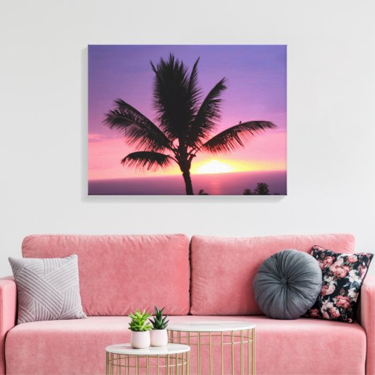 Kleurrijke Hawaïaanse Zonsondergang Canvas Print (Insitu (Woonkamer))