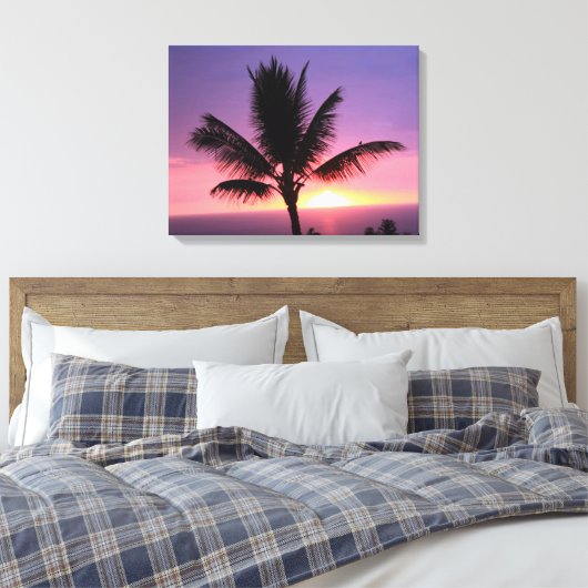 Kleurrijke Hawaïaanse Zonsondergang Canvas Print (Insitu (Slaapkamer))