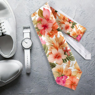 Kleurrijke Hawaiiaanse Bloemen Patroon ID1092 Stropdas
