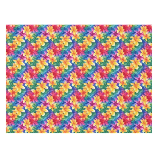 Kleurrijke Hawaiiaanse Hibiscus Floral Tafelkleed (Voorkant (Horizontaal))