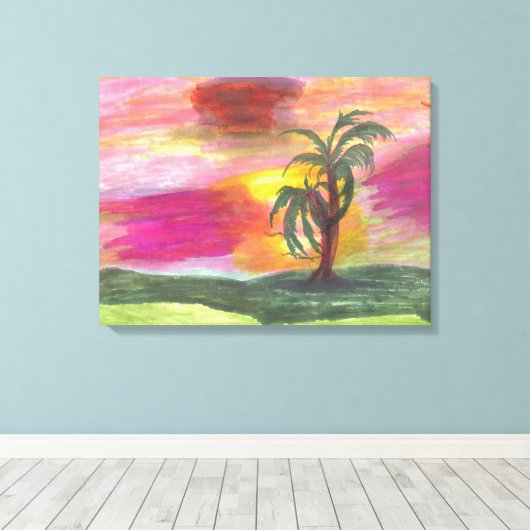 Kleurrijke Hawaiian Art met platte doek Canvas Afdruk (Insitu (Houten vloer))