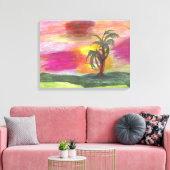 Kleurrijke Hawaiian Art met platte doek Canvas Afdruk (Insitu (Woonkamer))