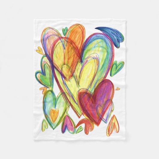 Kleurrijke Healing Hearts Rainbow Soft Fuzzy Deken (Voorkant)