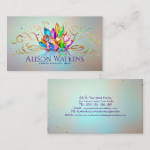 Kleurrijke Healing Kristallen en Bloemen Visitekaartje (Voorkant / Achterkant)