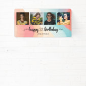 Kleurrijke Heart Script 4 Foto Happy Birthday Spandoek (Insitu)