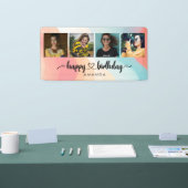 Kleurrijke Heart Script 4 Foto Happy Birthday Spandoek (Beurs)