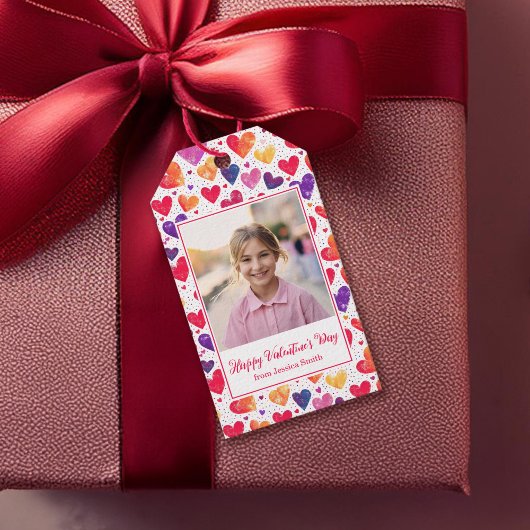 Kleurrijke Hearts Classroom Valentijnsdag Foto Cadeaulabel