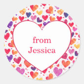Kleurrijke Hearts Classroom Valentijnsdag Ronde Sticker (Voorkant)