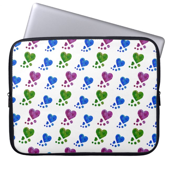 Kleurrijke Hearts-laptophoes Laptop Sleeve (Voorkant)